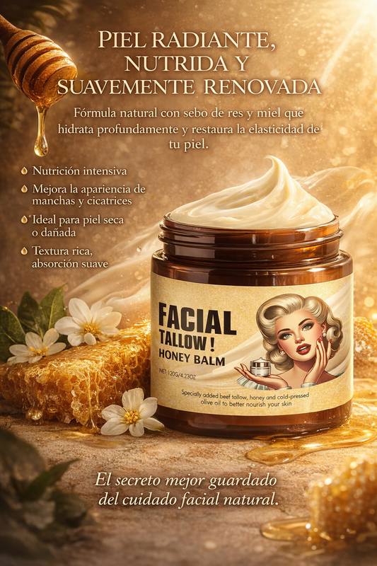 HoneyTallow™ 🍯 – Bálsamo Facial Nutritivo con Sebo de Res