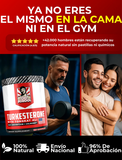 Turkesterone Old School™ – Fuerza, Resistencia y Vitalidad | 120 capsulas  | ENVÍO GRATIS y PAGA AL RECIBIR